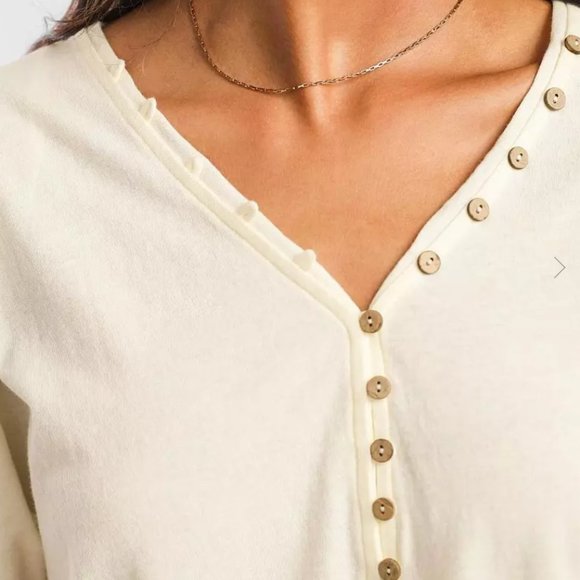 BKE Raw Edge V-Neck Henley - Picture 3 of 3